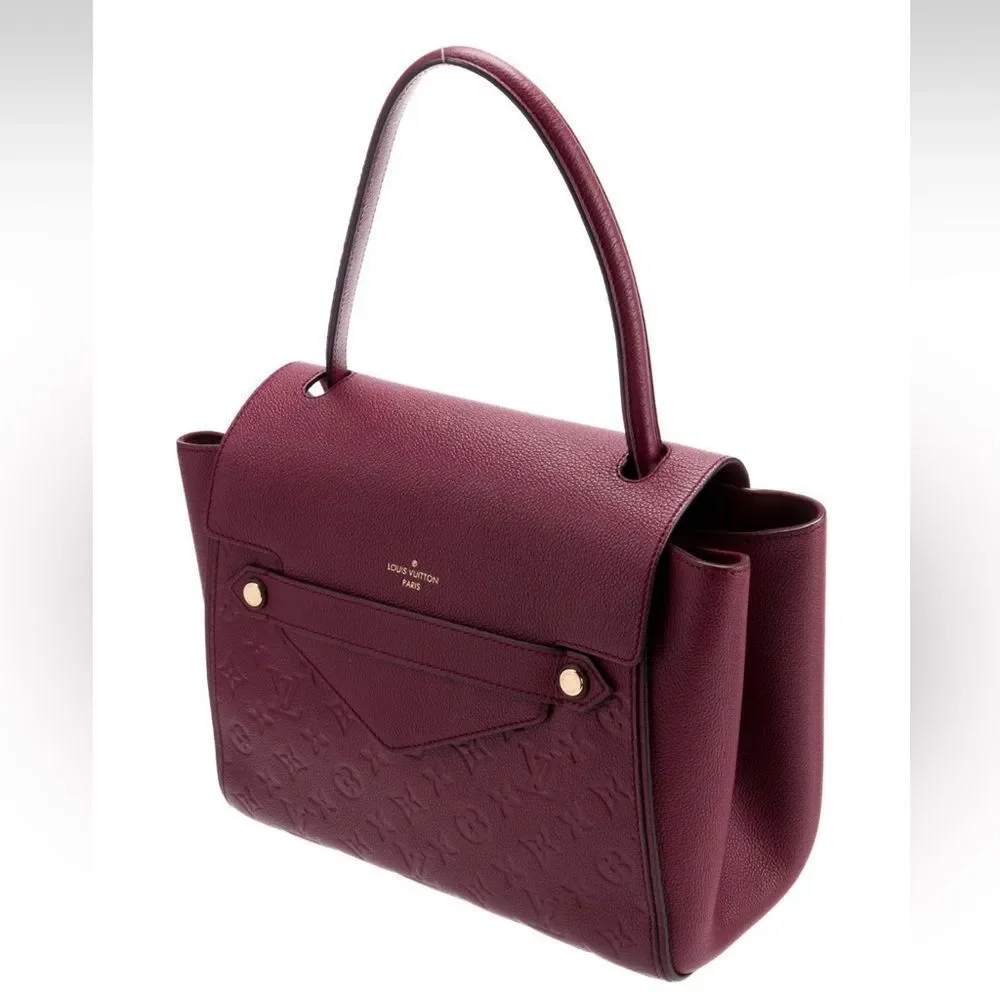 Auth Louis Vuitton Burgundy Monogram Empreinte Leather Trocadero Shoulder Bag NM